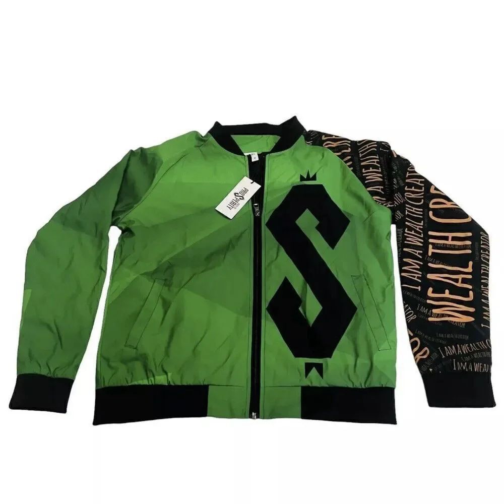Prosperity Sz M WEALTH CREATOR Pro$Perity Casual Bomber Full Zip Jacket OOAK